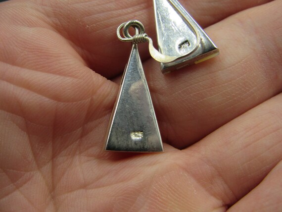 Sterling Silver Triangle Shell Dangle Earrings Vi… - image 4