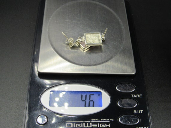 Sterling Silver Simple White Shell Rectangle Earr… - image 7