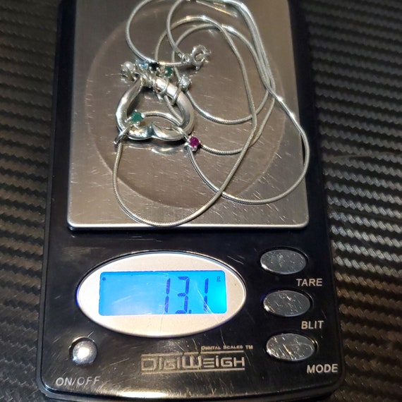 24 Inch 925 Sterling Silver Emerald Ruby Topaz Pe… - image 7