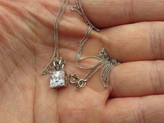 20" Sterling Silver Simple CZ Diamond Necklace Vi… - image 2