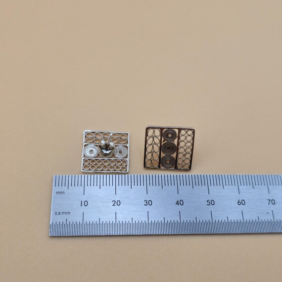 Sterling Silver Square Unique Pattern Stud Earrin… - image 5