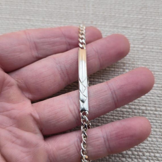 7 Inch Sterling Silver Simple Pattern Unisex Chai… - image 3