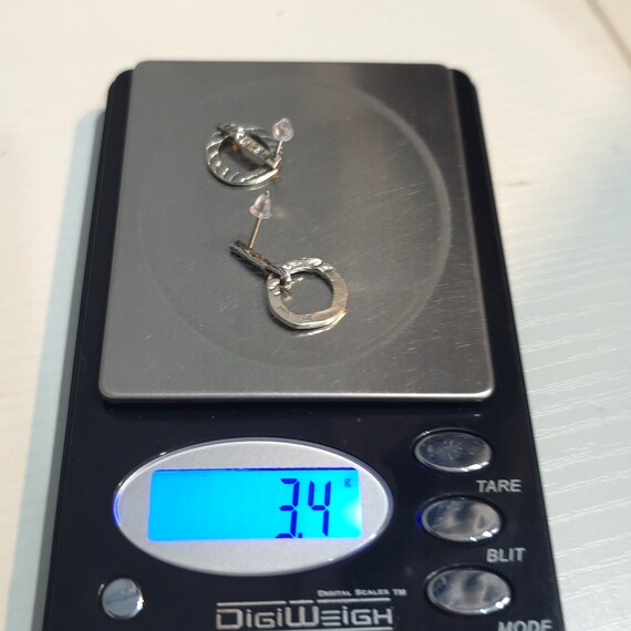 Sterling Silver Cool Rustic Pattern Circle Dangle… - image 5