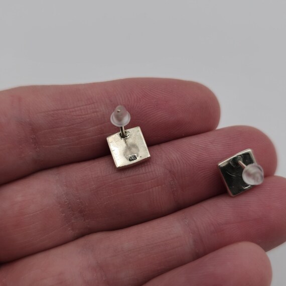 Sterling Silver Square Woven Pattern Stud Earring… - image 4