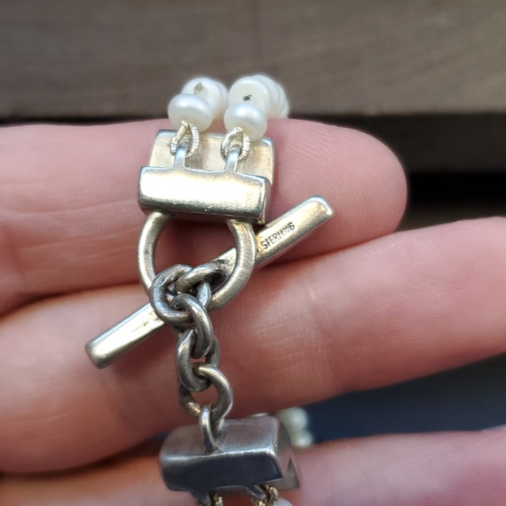 6 Inch Sterling Silver Solid Rustic Genuine White… - image 5