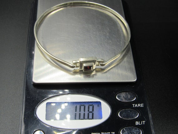 8" Sterling Silver Square Red Garnet Gem Bracelet… - image 6