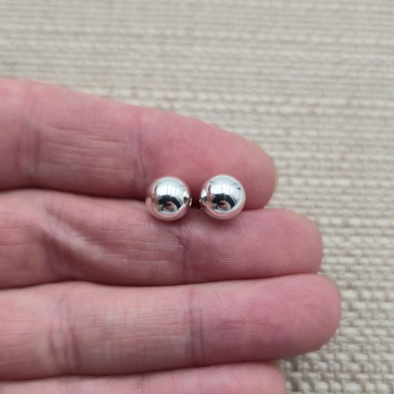 Sterling Silver Bright Ball Orb Stud Earrings A43… - image 1