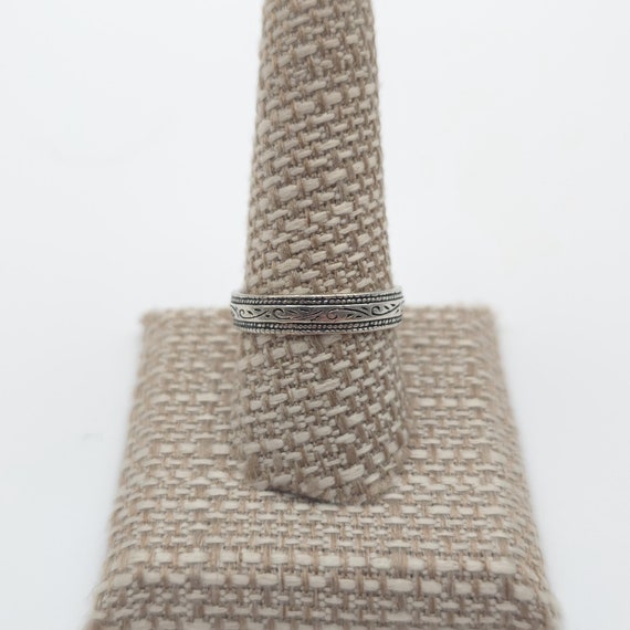 Size 10 Sterling Silver Scrolled Pattern Ring A16… - image 1