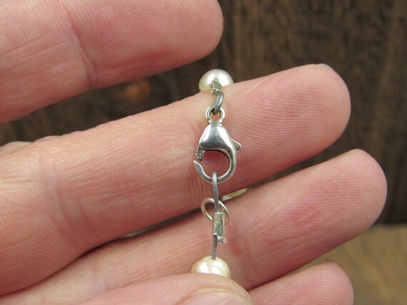 16" Sterling Silver Pearl & Hammered Pendant Neck… - image 7