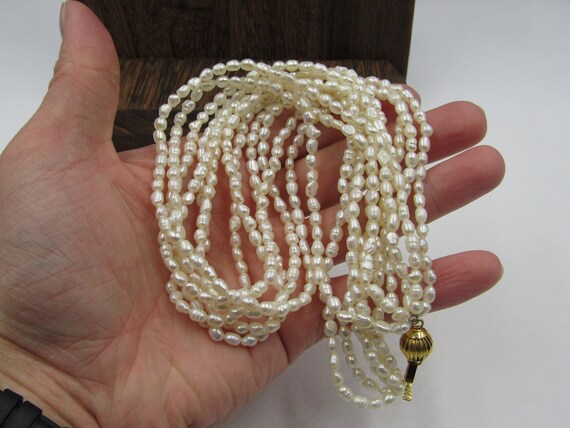 18" Multiple Strings Of Pearls Necklace Vintage C… - image 2