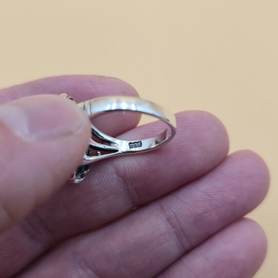 Size 7 Sterling Silver Alpha Lambda Pi Band Ring … - image 5