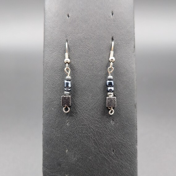 Silver Over Copper Handmade Beaded Dangle Earring… - image 1