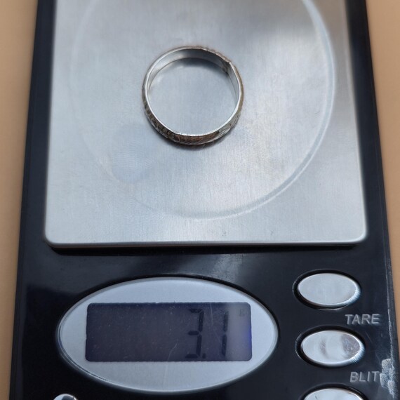 Size 9.5 Sterling Silver Solid Flower Pattern Ban… - image 7