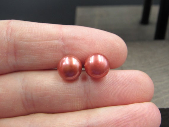 Sterling Silver Odd Tone Real Pearl Earrings Vint… - image 1