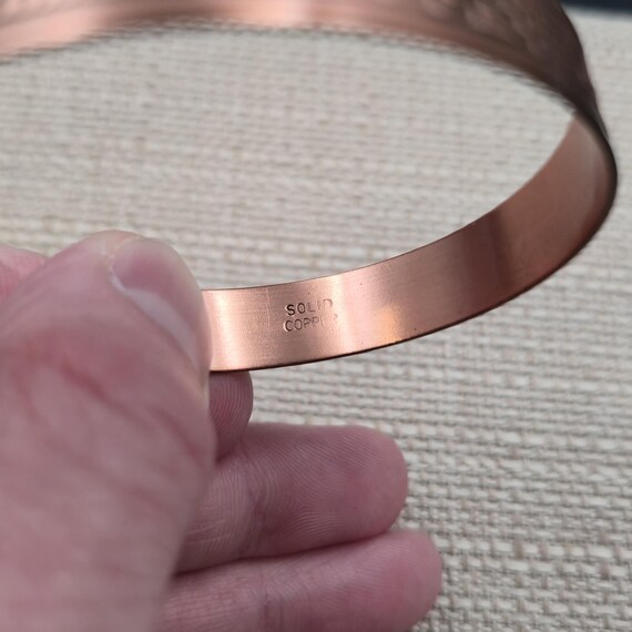 7 Inch Solid Copper Geometric Etching Cuff Bracel… - image 5