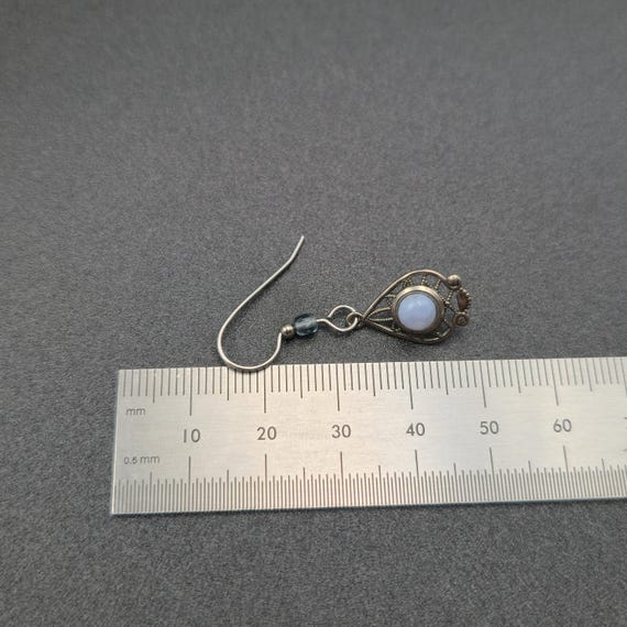 Silver Plated Chalcedony Stone Dangle Earrings A6… - image 4