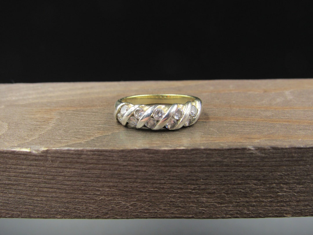 Size 6.75 Sterling Silver Swirling Design Cubic Zirconia Band Ring - Etsy