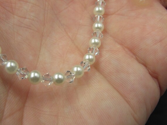 16" Sterling Silver Clear Crystal And Small Faux … - image 3