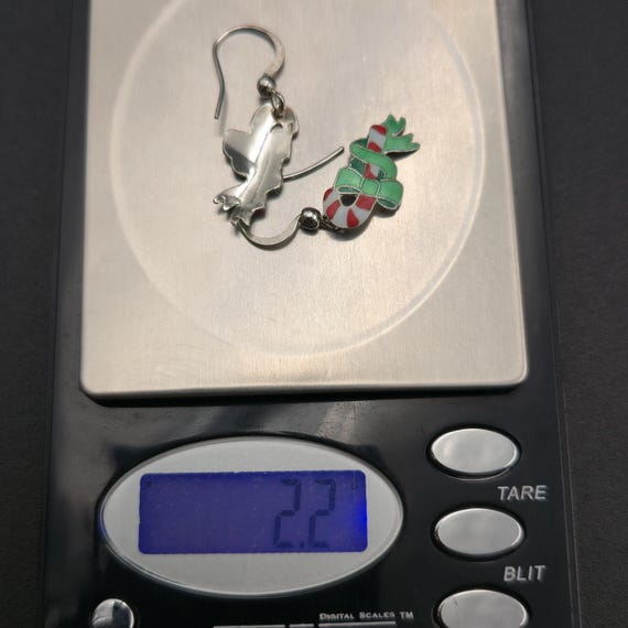 Sterling Silver Holiday Candy Cane Dangle Earring… - image 5