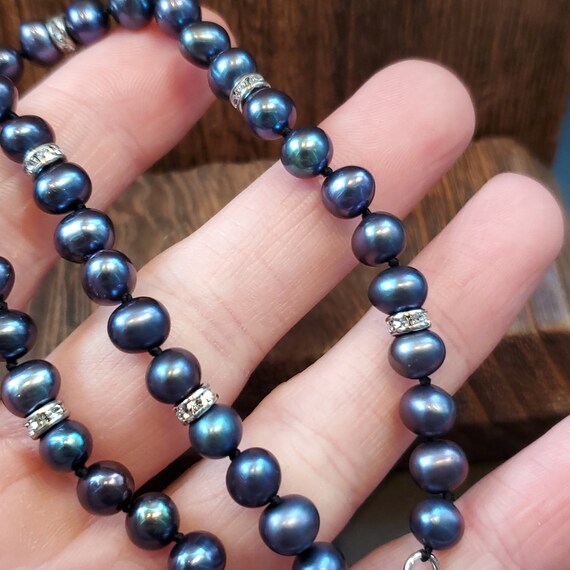18 Inch 925 Sterling Silver Purple Blue Pearls Ne… - image 4