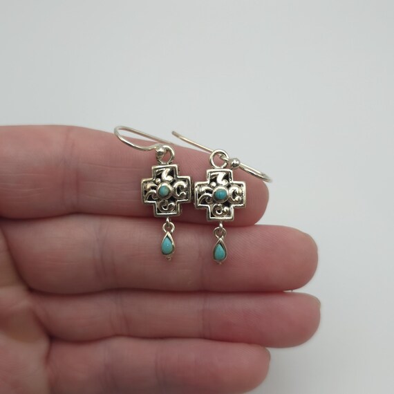 Sterling Silver Solid Bright Blue Stone Earrings … - image 1