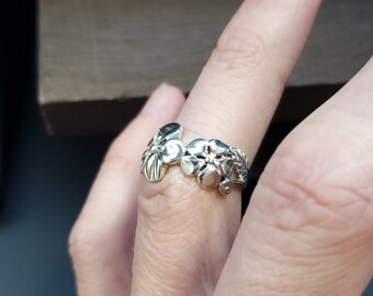 Size 6 Sterling Silver Cute Unique Triple Flower Ring - Etsy