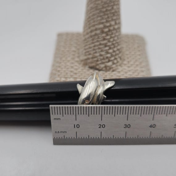 Size 7.75 Sterling Silver Solid Dolphin Animal Ri… - image 7