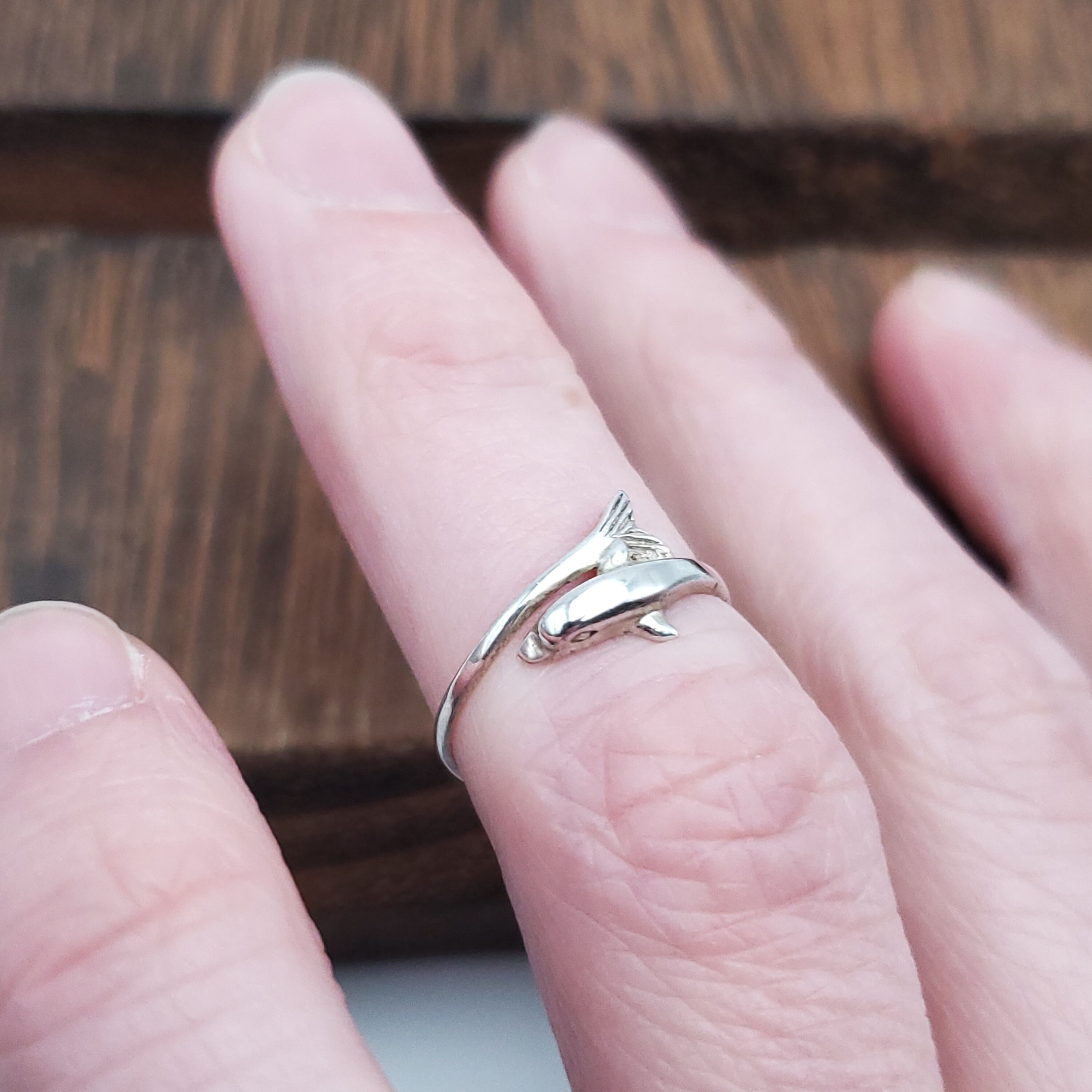Size 5 925 Sterling Silver Delicate Dolphin Ring - Etsy