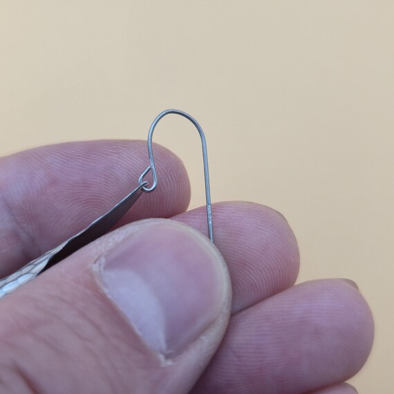 Sterling Silver Leaf Style Pattern Long Dangle Ea… - image 3