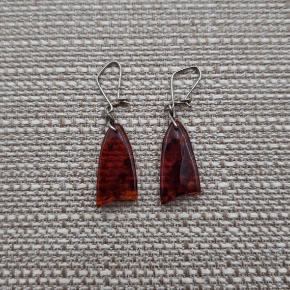 Sterling Silver Unknown Material Handmade Earring… - image 1