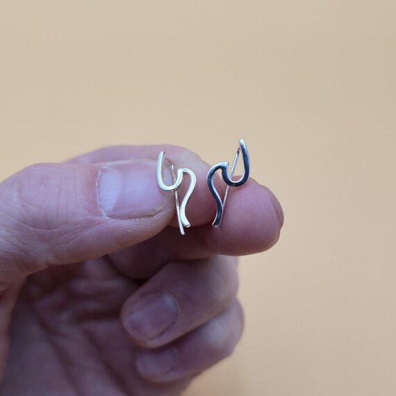 Sterling Silver Ocean Waves Small Dangle Earrings… - image 1