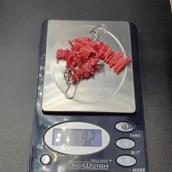 Sterling Silver Triple Red Shell Dangle Earrings - image 6