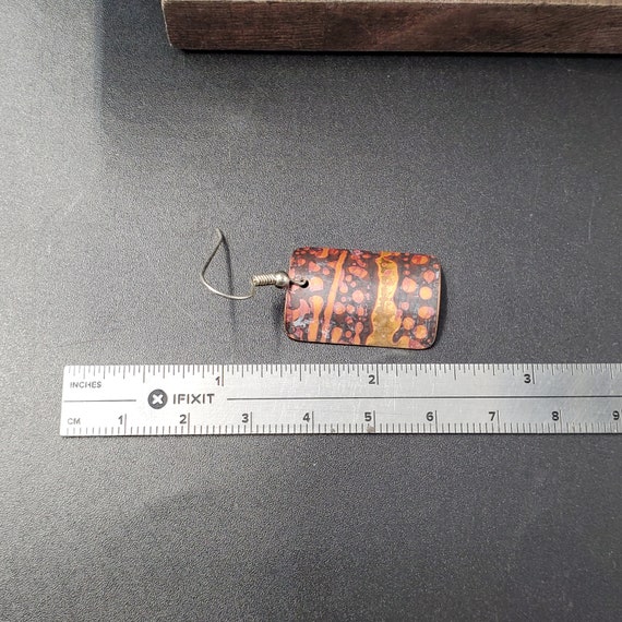 Sterling Silver & Copper Unique Pattern Dangle Ea… - image 4