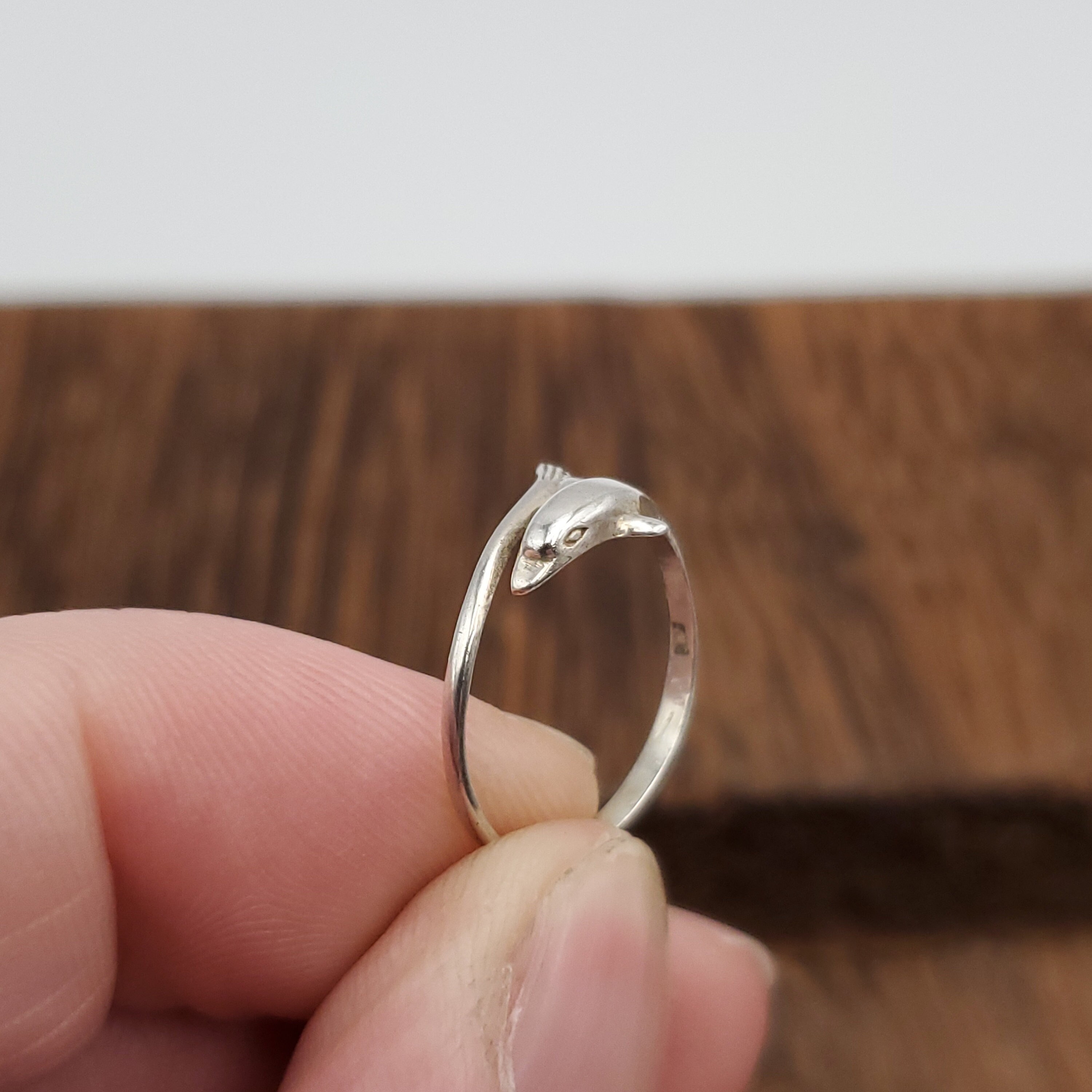Size 5 925 Sterling Silver Delicate Dolphin Ring - Etsy
