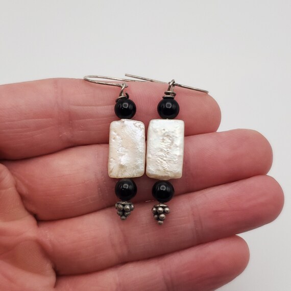 925 Sterling Silver Rectangle Shell And stone Tar… - image 1