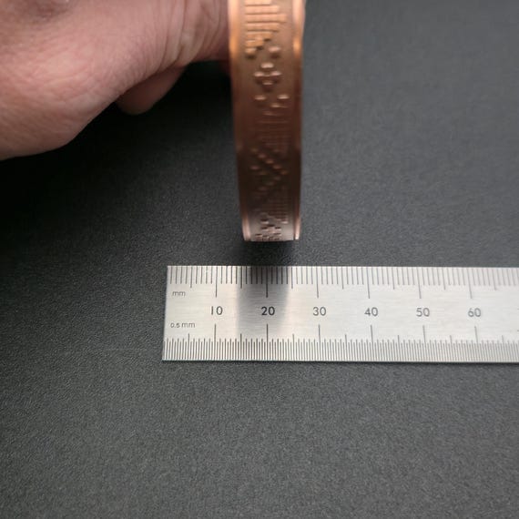 7 Inch Solid Copper Geometric Etching Cuff Bracel… - image 6