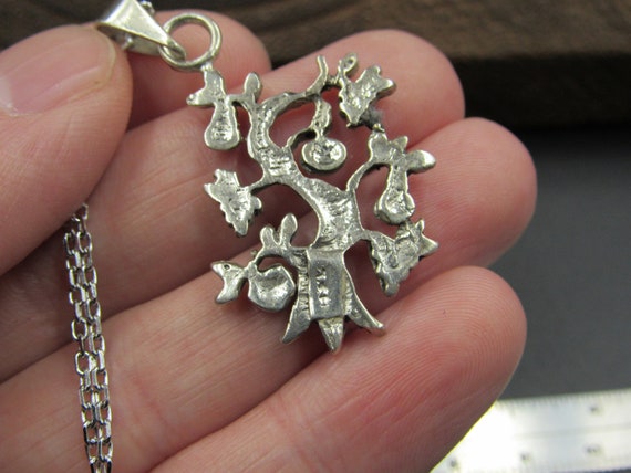 18" Sterling Silver Tree With Fruit Pendant Neckl… - image 4
