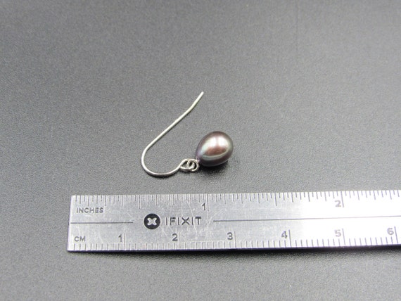 Sterling Silver Dainty Dark Color Pearl Earrings … - image 4