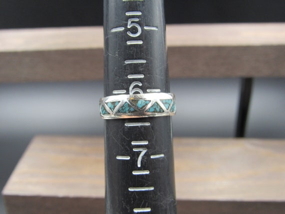 Size 6.25 Sterling Silver Blue Turquoise Chip Ban… - image 4