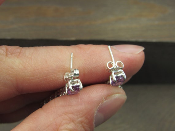 Sterling Silver Brilliant Triangle Shape Amethyst… - image 4