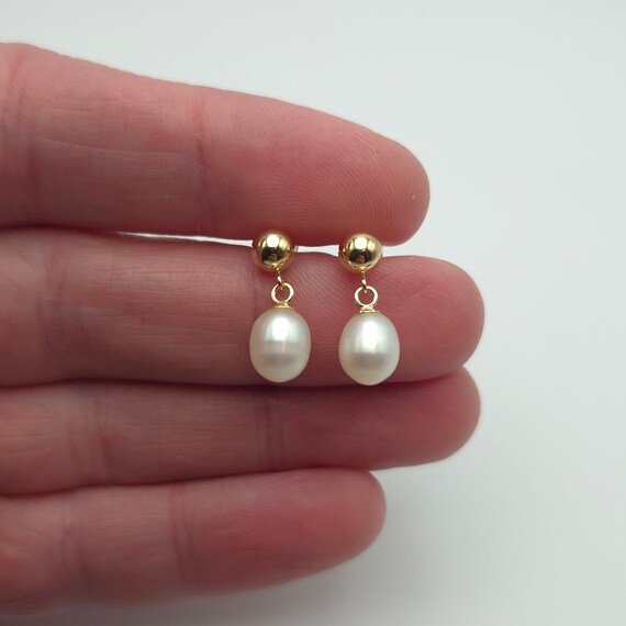 Gold Over 925 Sterling Silver Cute Pearl Earrings