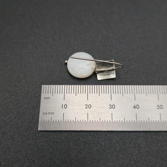 Sterling Silver White Shell Square Face Dangle Ea… - image 4