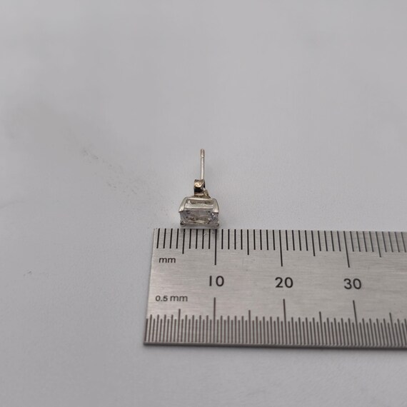 Sterling Silver Small Rectangle Cubic Zirconia St… - image 4