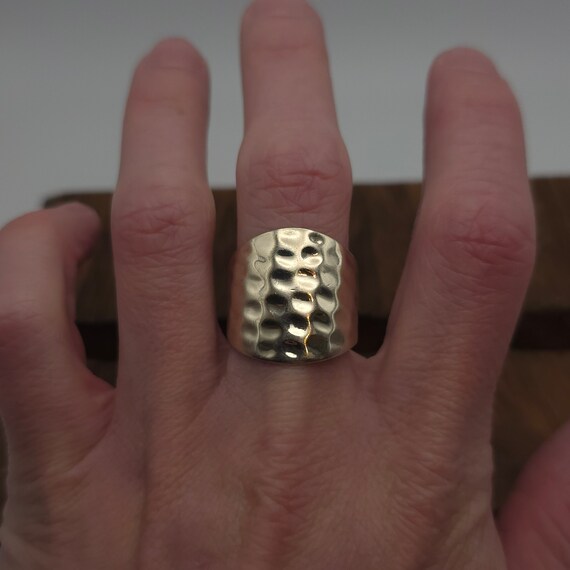 Size 10 925 Sterling Silver Solid Cool Large Hamm… - image 2