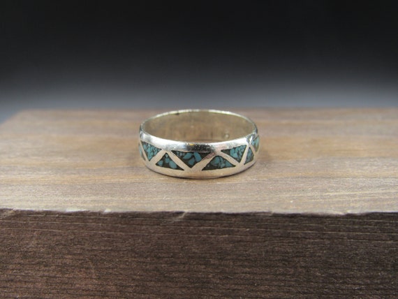 Size 6.25 Sterling Silver Blue Turquoise Chip Ban… - image 3