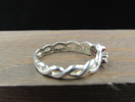 Size 7 Sterling Silver Rustic Rough Ruby And CZ G… - image 6