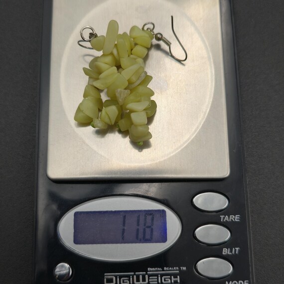 Silver Plated Light Green Shell Handmade Dangle E… - image 5