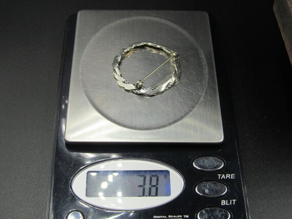 Sterling Silver Concave Circle Pattern Pin Brooch - image 7