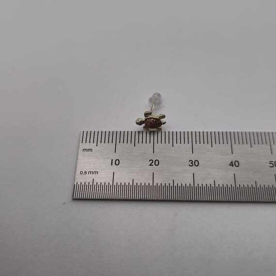 Sterling Silver Tiny Two Tone Textured Turtle Stu… - image 4