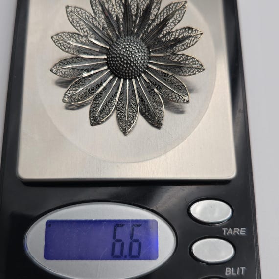 Sterling Silver Rustic Large Flower Nature Pin Br… - image 6